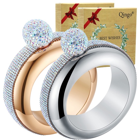 Jewelry - NIP Rose Gold Rhinestone Bracelet Flask.